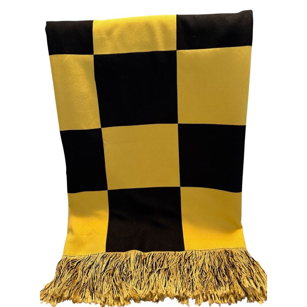 Manual Throw Blanket Art Deco 50x60 Woven Black Gold Block Pattern Made USA New
